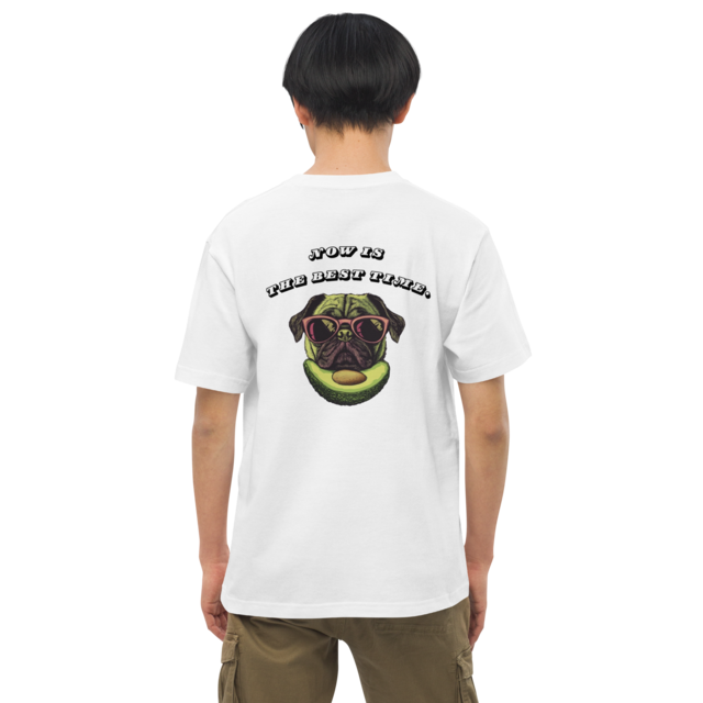 「今がベストなタイミング」パグTシャツ WHITE