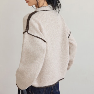 color-block oversized knit sweater J00130