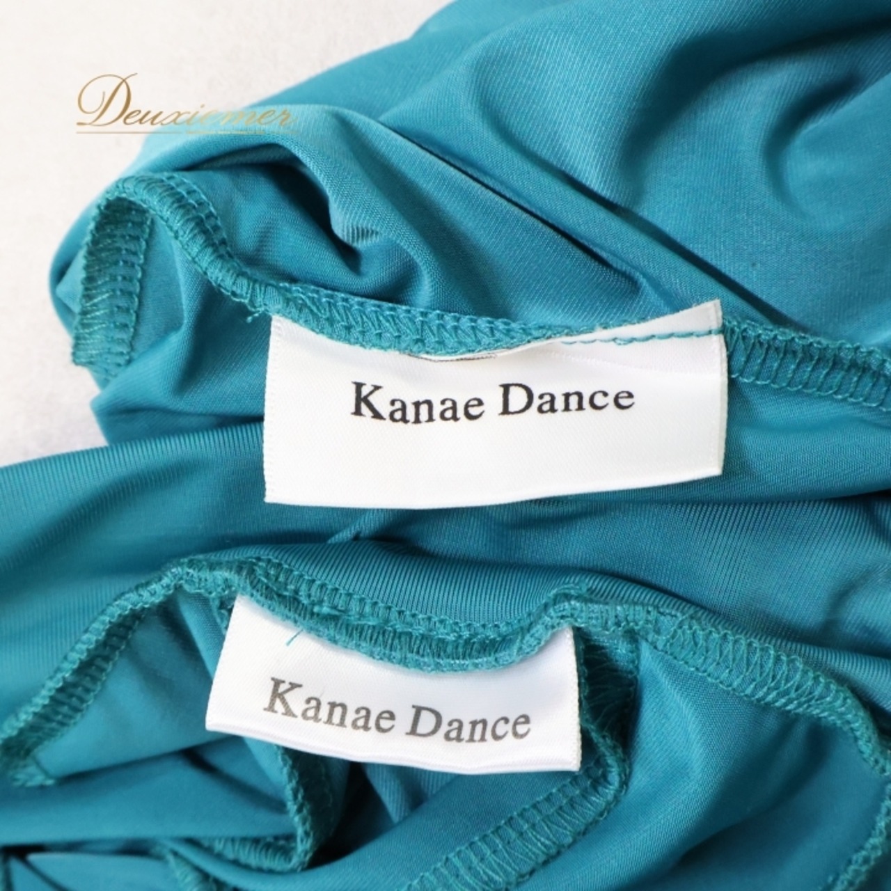 社交ダンス 衣装 トップス ブラウス スカート ツーピース セットアップ グリーン系 ブルー系 kanae dance 青緑 グリーン ブルー 無地 伸縮 ストレッチ パーティ 発表会 レッスン 練習着 おしゃれ 軽い レディース Mサイズ セットアップ衣装 舞台衣装 シンプル