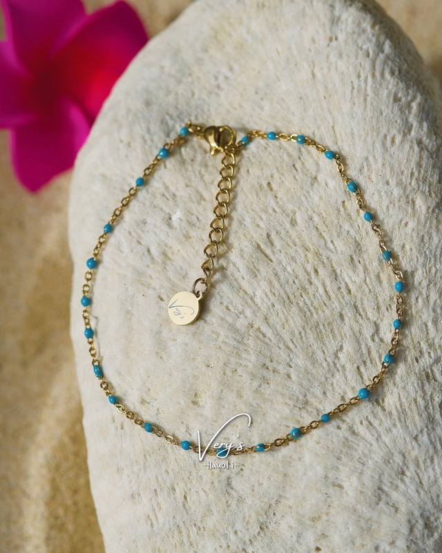 Turquoise Chain Anklet【Very's Jewelry】《長さ調整可》