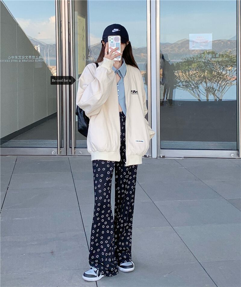 スタンダードジャケット オータムバックプリント柄 ロング レトロ 秋物 モンロー5406474303