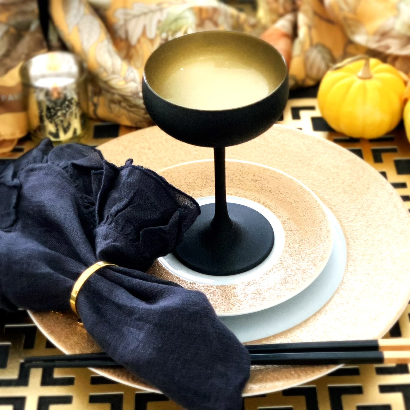 シノワズリ調 プレイスマット ゴールド・シルバー | Floraison Table