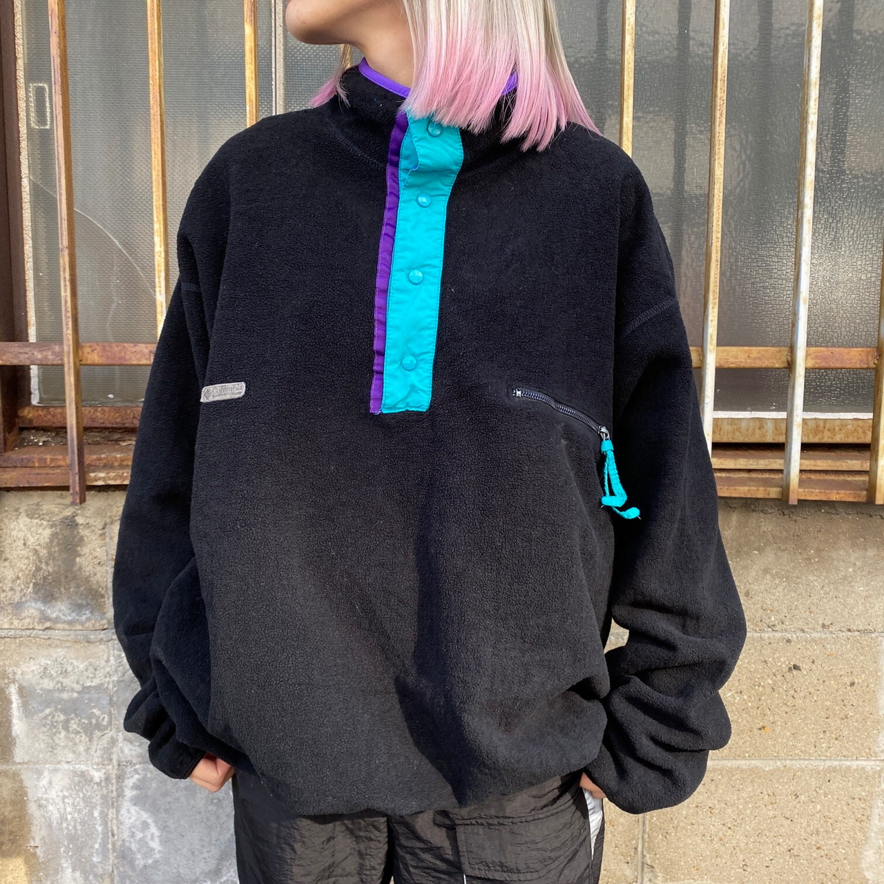 90s USA製 Columbia ヘンリーネック プルオーバー フリース S USA製 90 