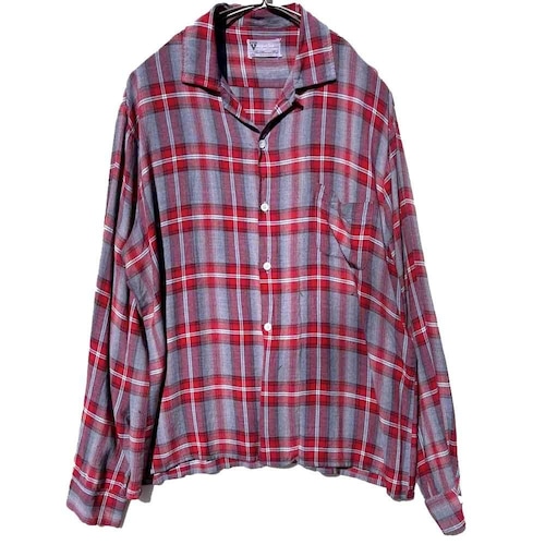 【Tupelo】Vintage Ombre Check Open Collar Rayon Shirt【1960s-】