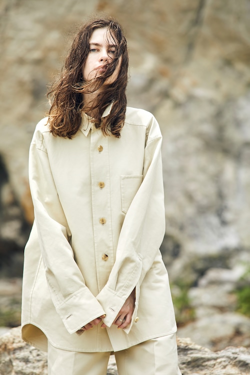 POSTELEGANT " Cotton Rever Shirt Jacket ( Light Beige ) "
