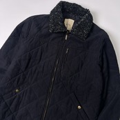 Karl Helmut カールヘルム スエード調 襟ボア 中綿入り ジップアップ ジャケット M/ブラック