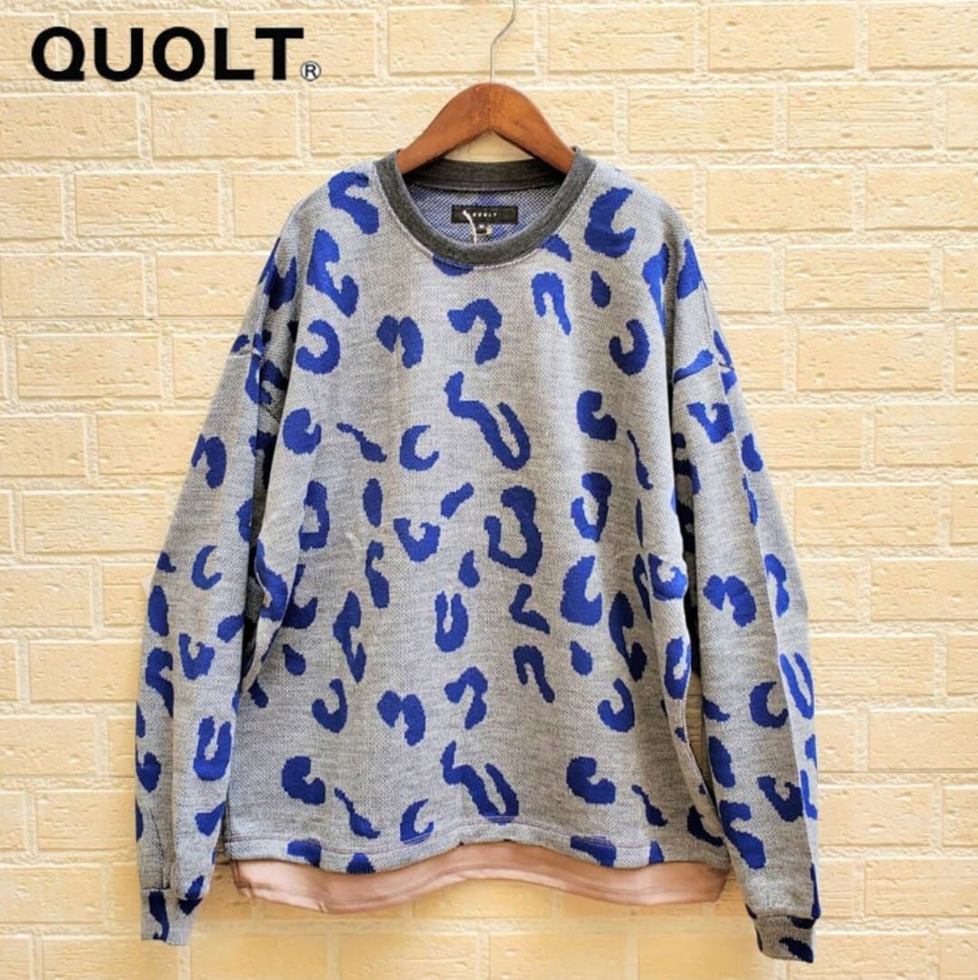 QUOLT 総柄ニッソー レイヤード風ドローコード付（グレー）