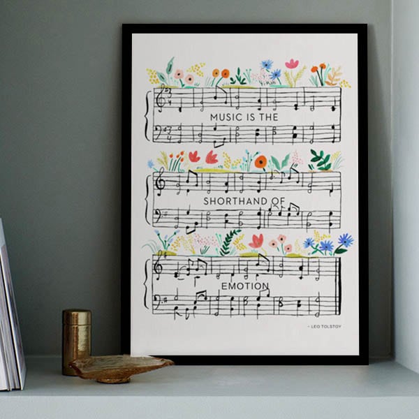 単品 33×43cm アートパネル 枠付きフレーム絵画 楽譜 音符 ポップ