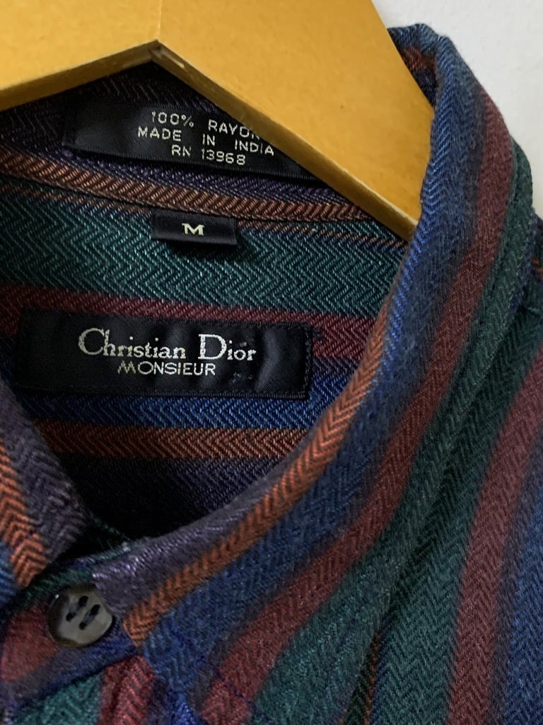 1980~90's Woven Stripe Design Long Sleeve Shirt "Christian Dior"