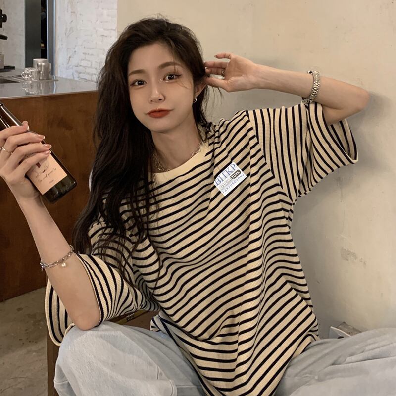 カーキストライプTシャツ サマールーズ 夏物 スーパーモール34373422650