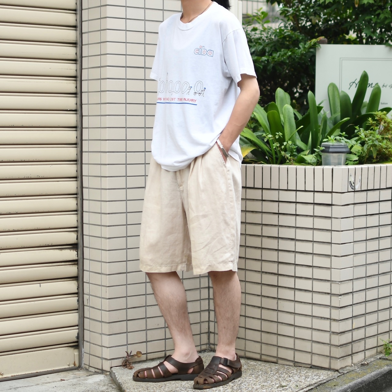 BOHIO linen 2tuck slacks shorts