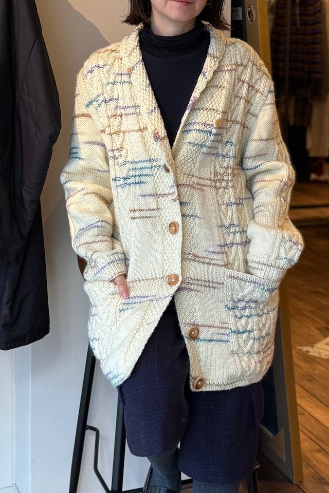 オフホワイトウールニットジャケット