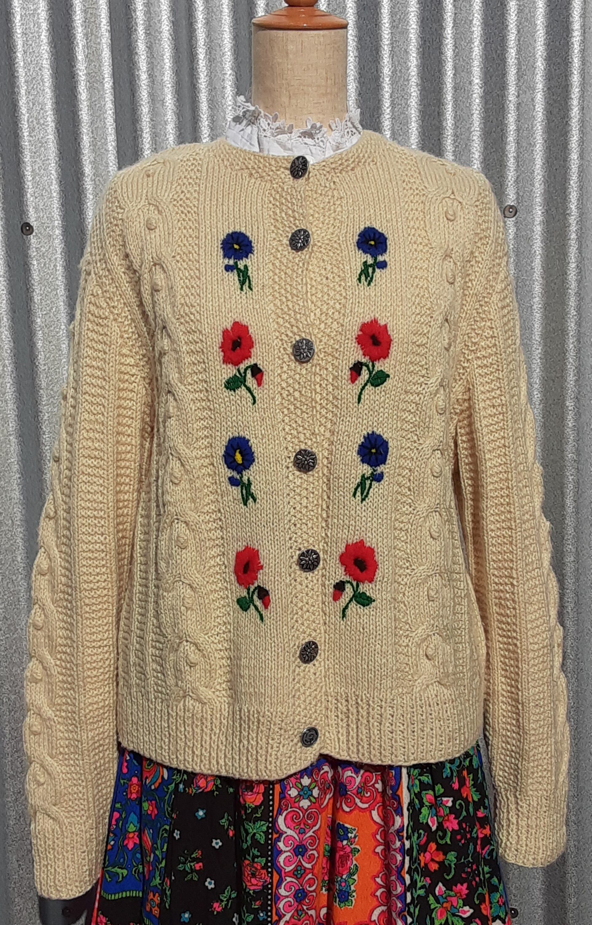Flower embroidery tyrolean cardegan／フラワー刺繍 チロリアン