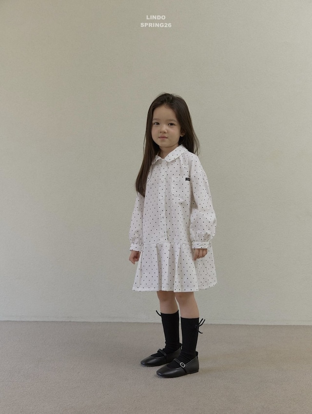 【取寄】lindo｜margaret dress (dot)｜マーガレットワンピース（ドット）｜XS-XL｜kids｜26 spring