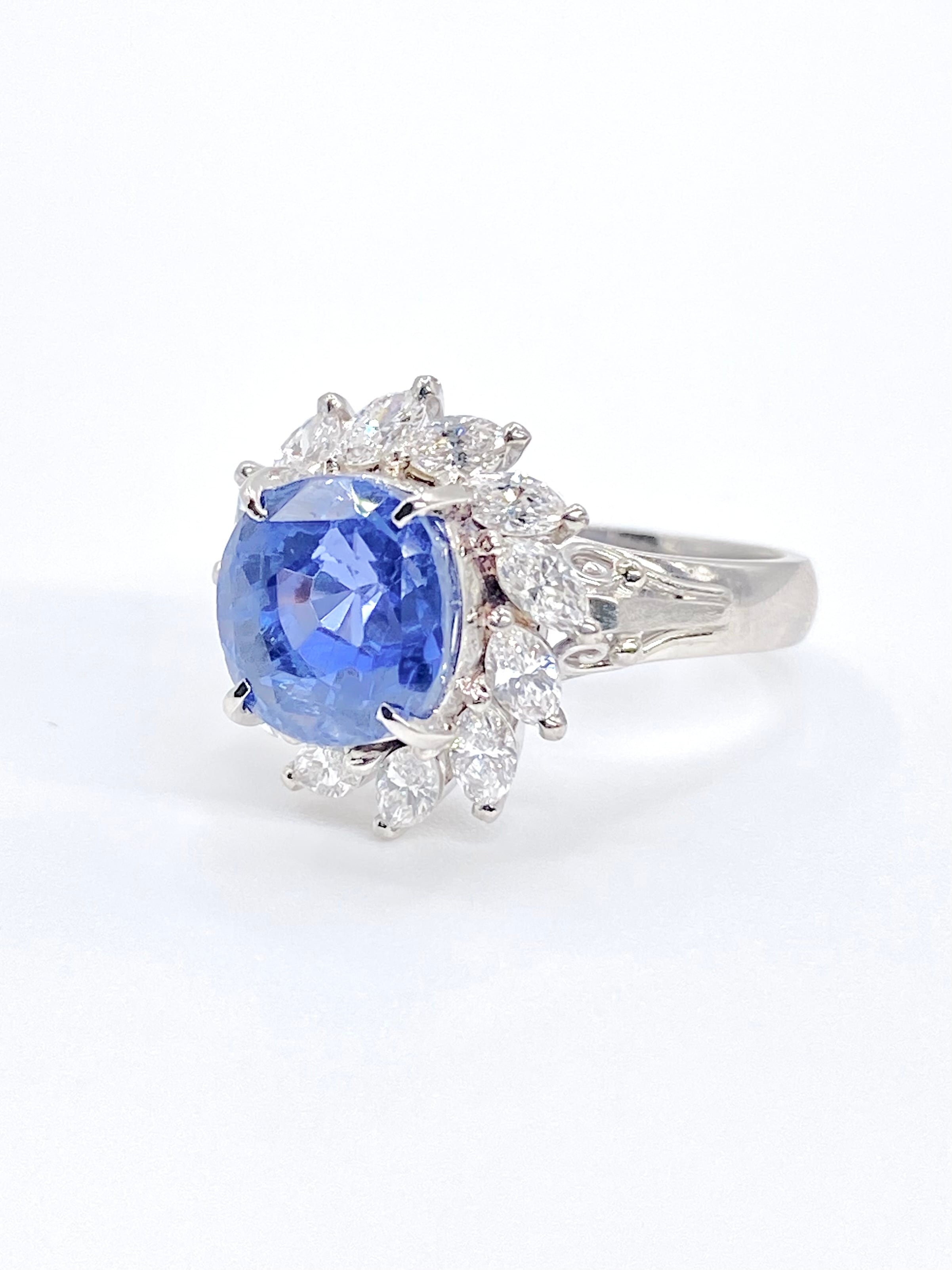非加熱ブルーサファイア 6.149ct / ダイヤモンド 計1.05ct Pt900