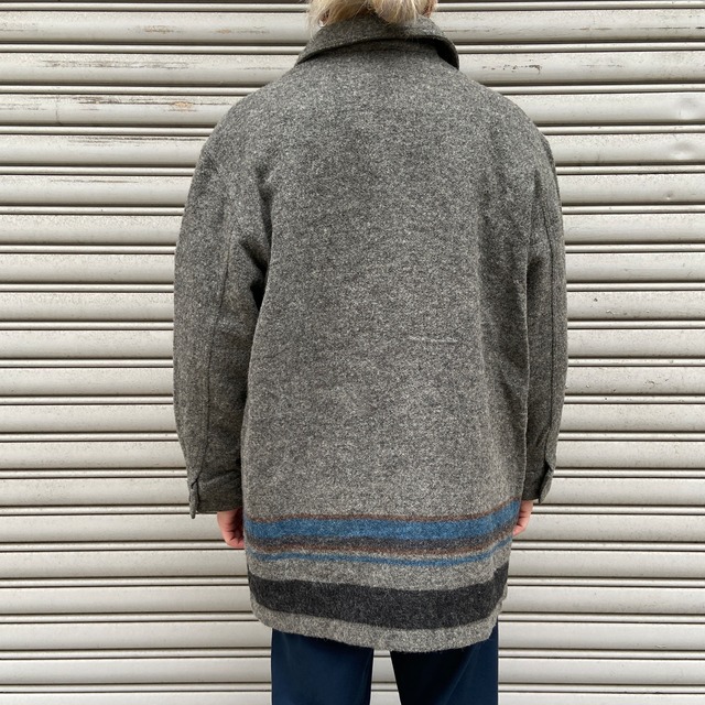 80s USA製　エルエルビーン　ウールコート　ミドル丈　グレー　メンズSM相当