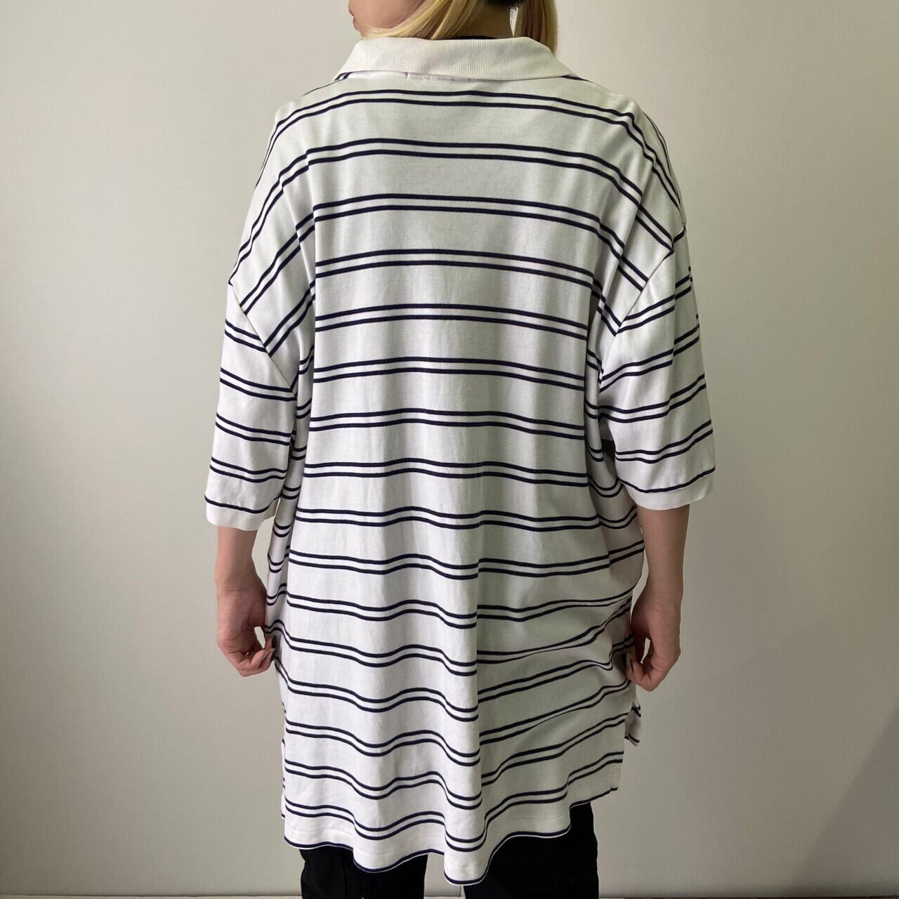 90sポロバイラルフローレン マルチボーダービッグシルエットポロシャツ 2XL 90sポロバイラルフローレン マルチボーダービッグシルエット