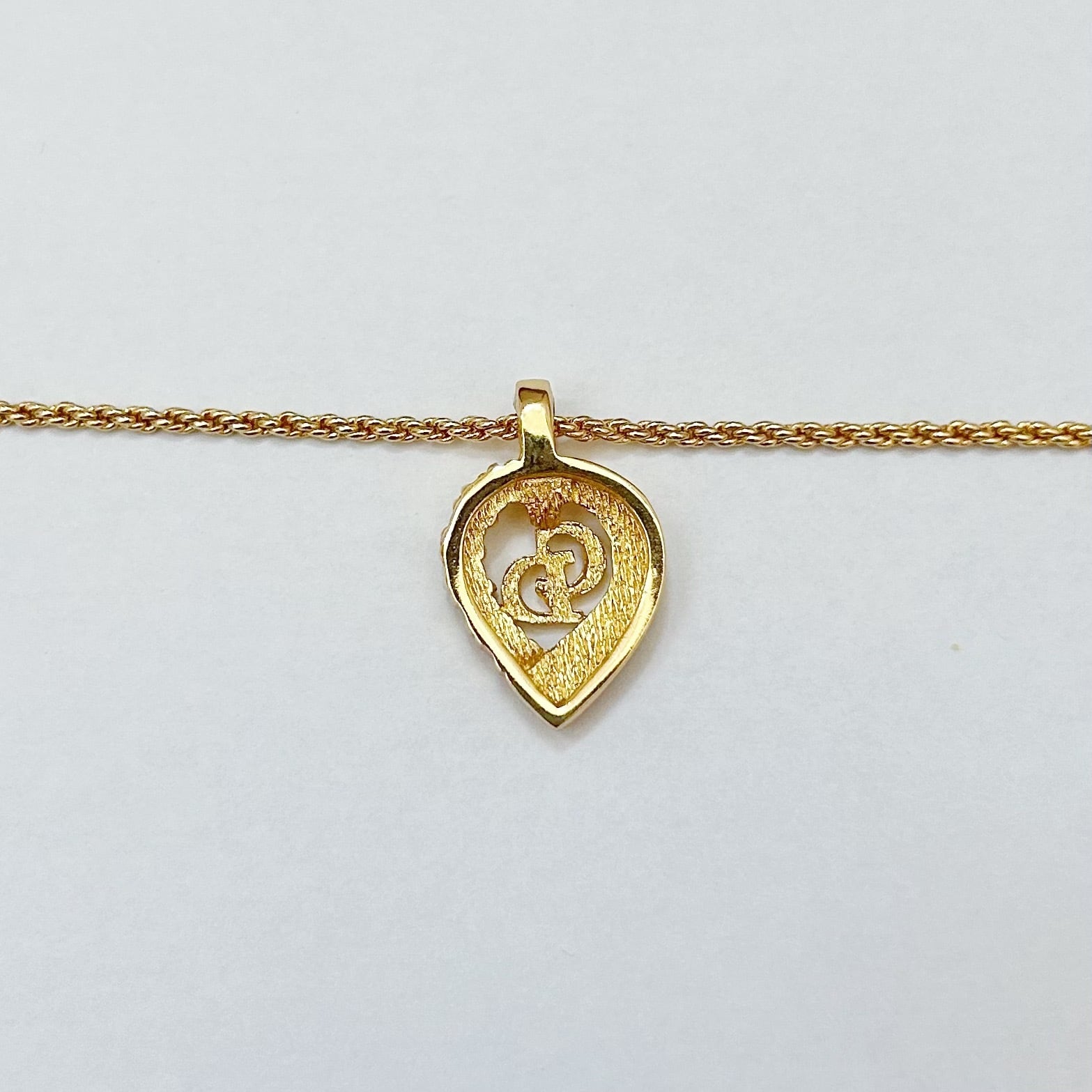 N5497】Christian Dior logo drop rhinestone necklace/クリスチャン