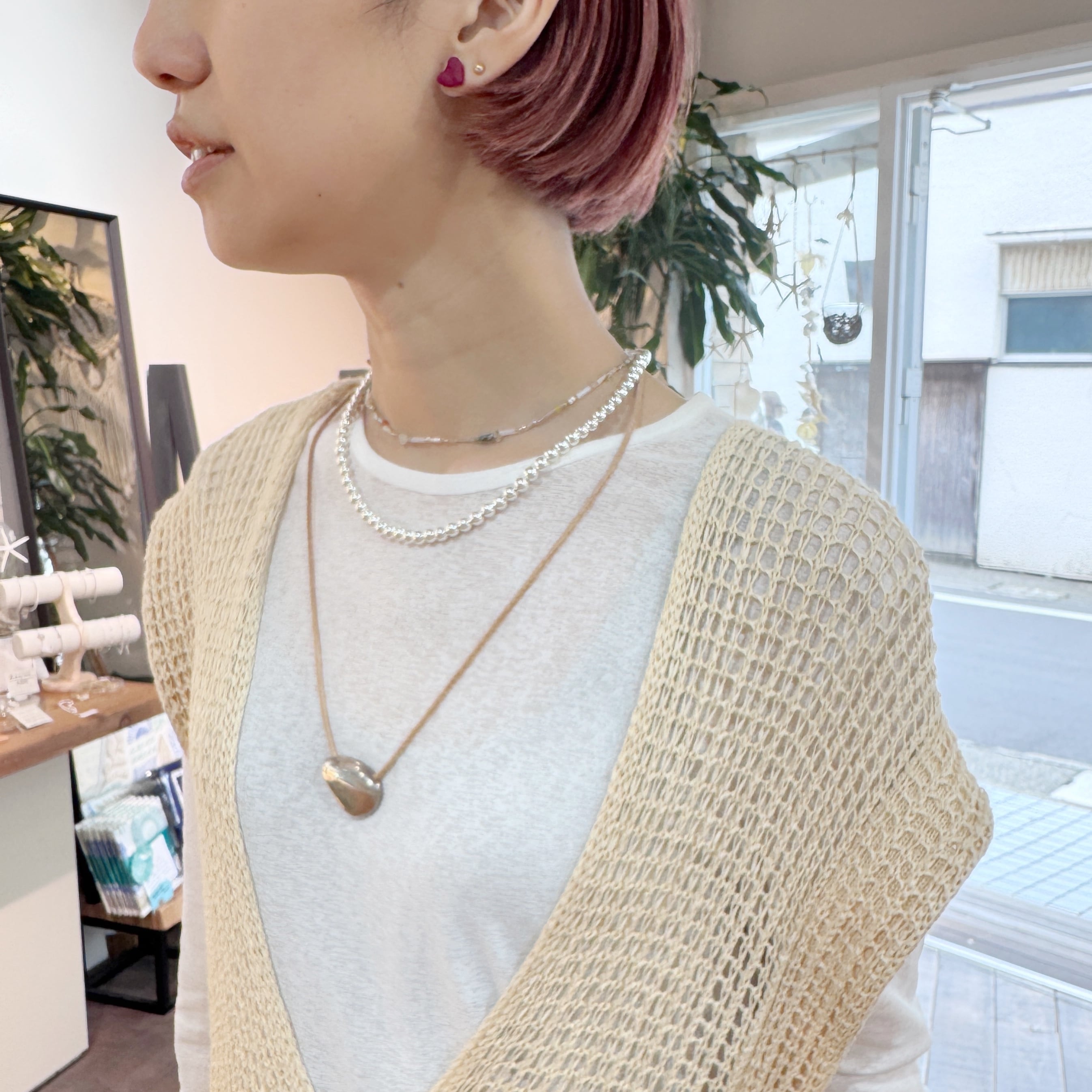ナバホパール ネックレス 丸玉 6mm 45cm 《Indian Jewelry