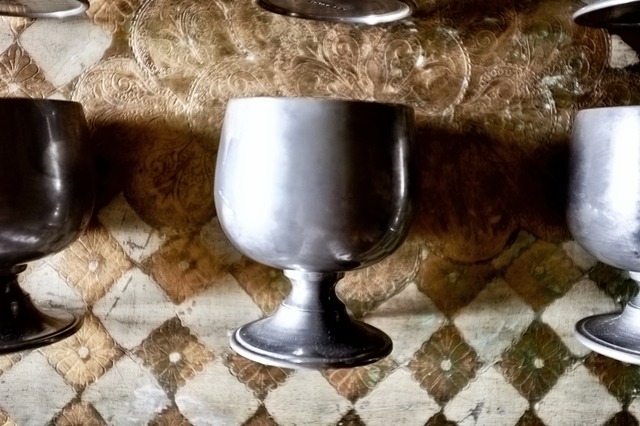 フランス エタン 沈銀色のアイスクリームカップ ピューター ヴィンテージ