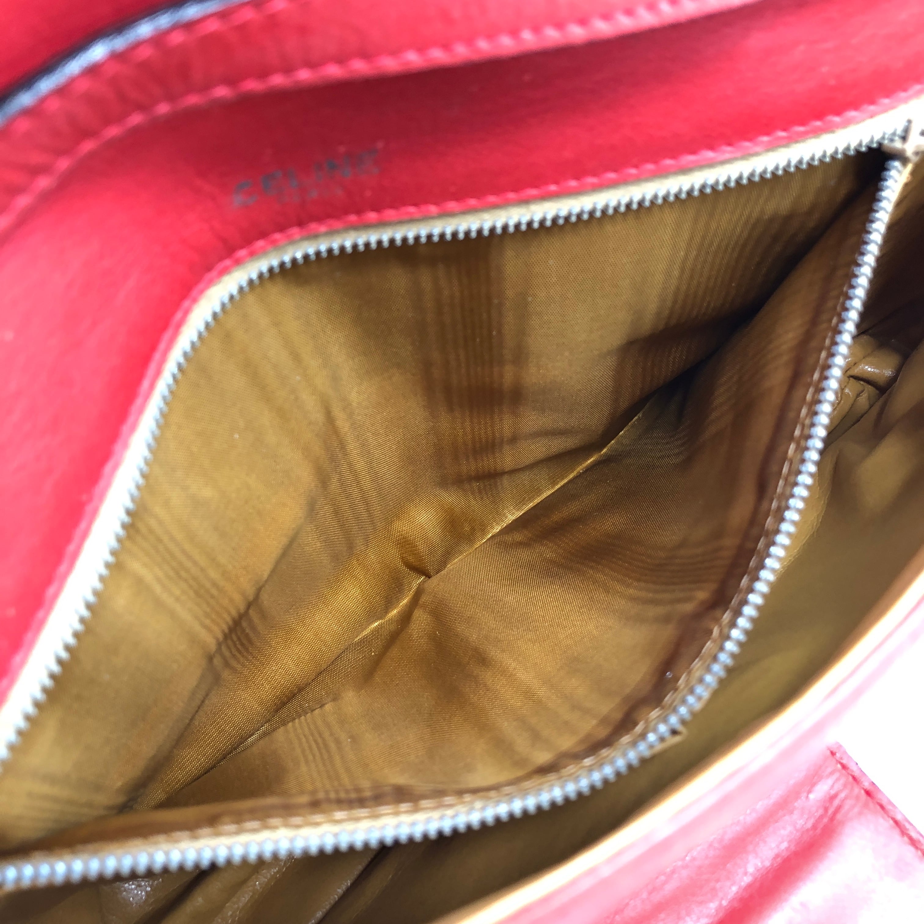 CELINE セリーヌ ショルダーバッグ レッド ブラゾン レザー vintage