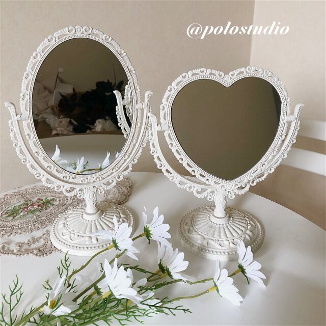 ハートミラー鏡透明クリア韓国雑貨インテリアディスプレイ化粧北欧