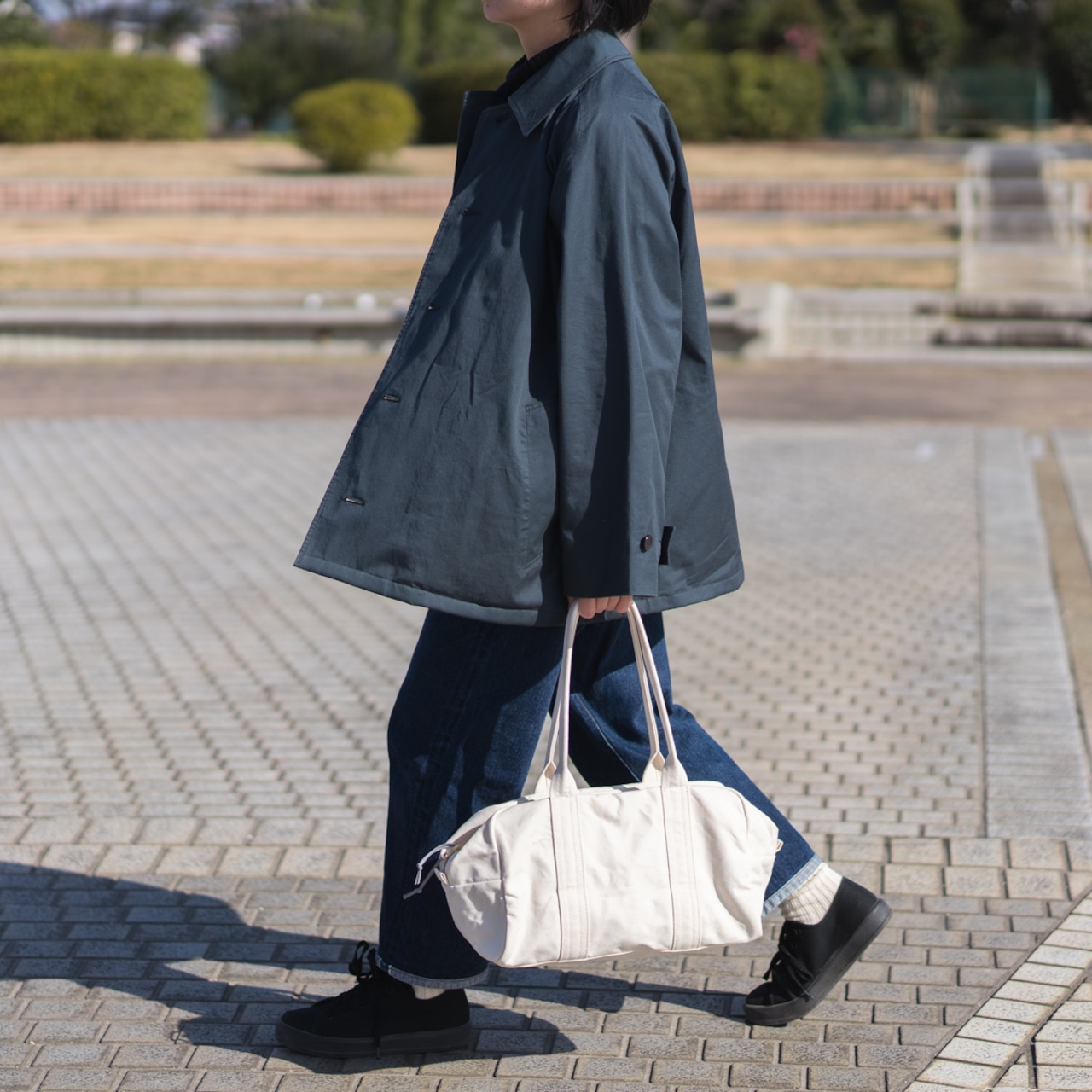 帆布のボストンバッグS 生成り