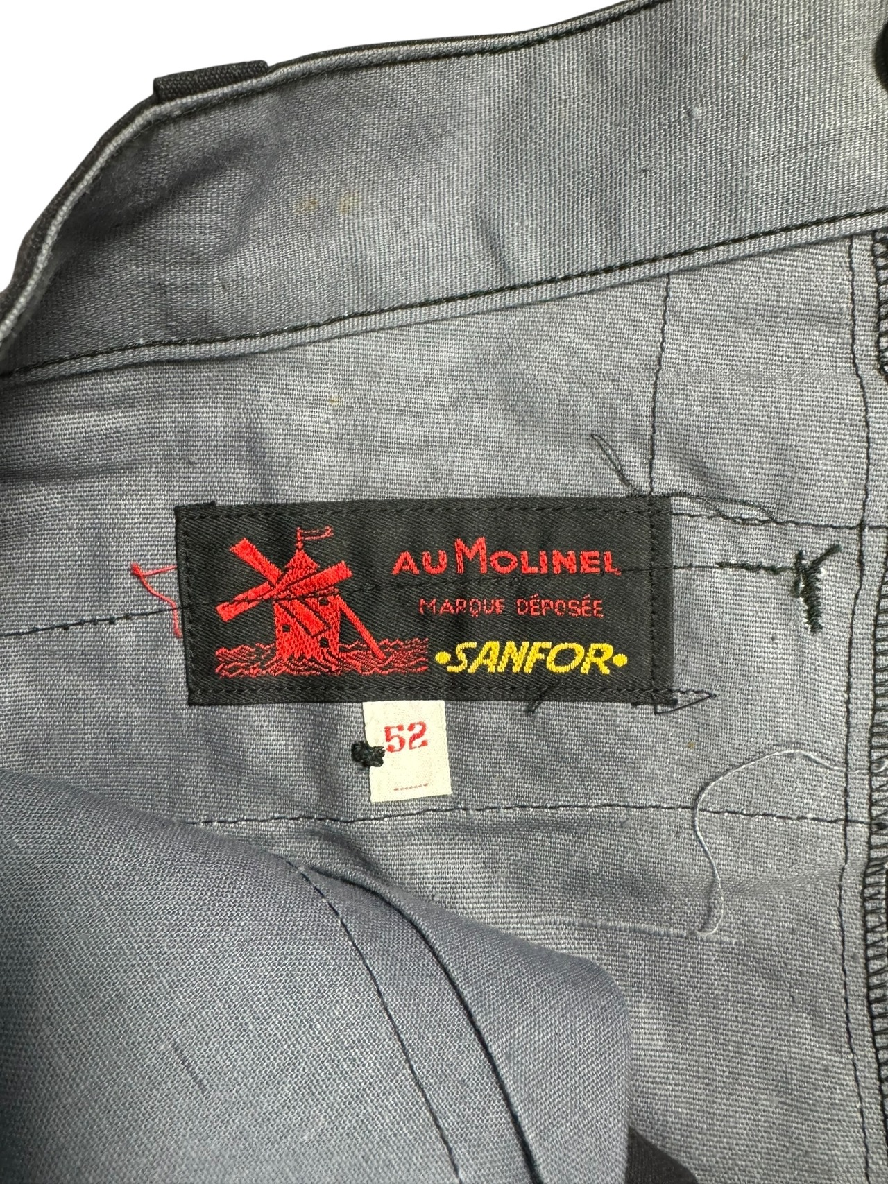 【Deadstock】40s French Workwear “AU MOLINEL” Black Linen Maquignon Trousers