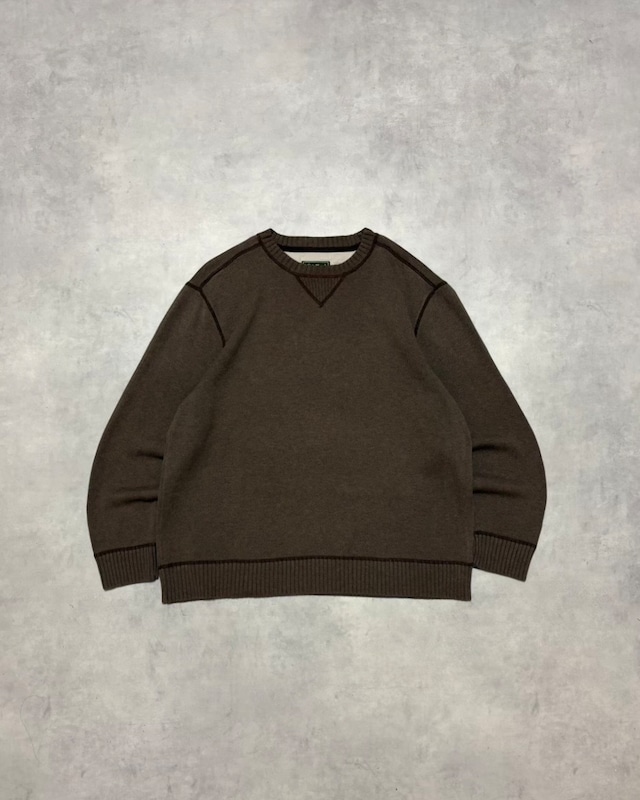 【VINTAGE】1990’s “Eddie Bauer” V-Gusset Cotton Knit Sweater