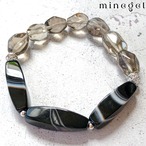 【受注制作】⭐️魔除け&心の安定⭐️ ストライプオニキス スモーキークォーツ ブレスレット♪ ✨ |minegel-オーダーメイドできるおしゃれパワーストーンブレスレット