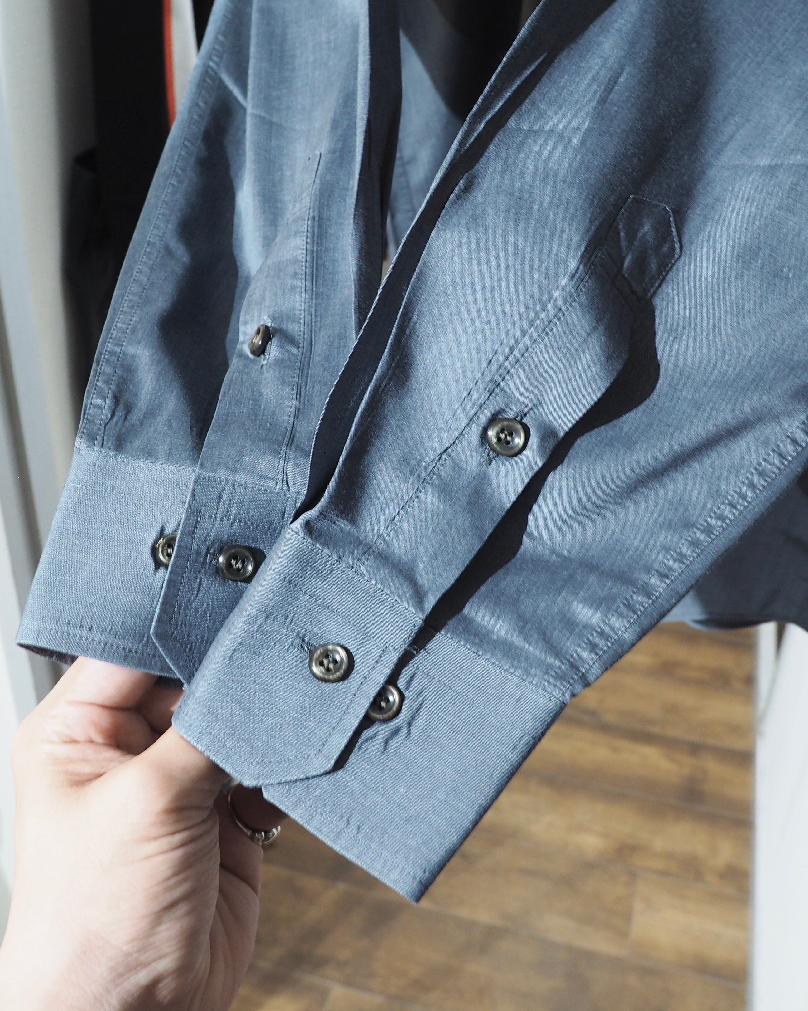 1980s " JUN MEN " Beautiful Glossy Dark gray Color vintage loose Dress shirt