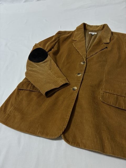 1990's Solid Color Corduroy Tailored Jacket with Elbow Patch