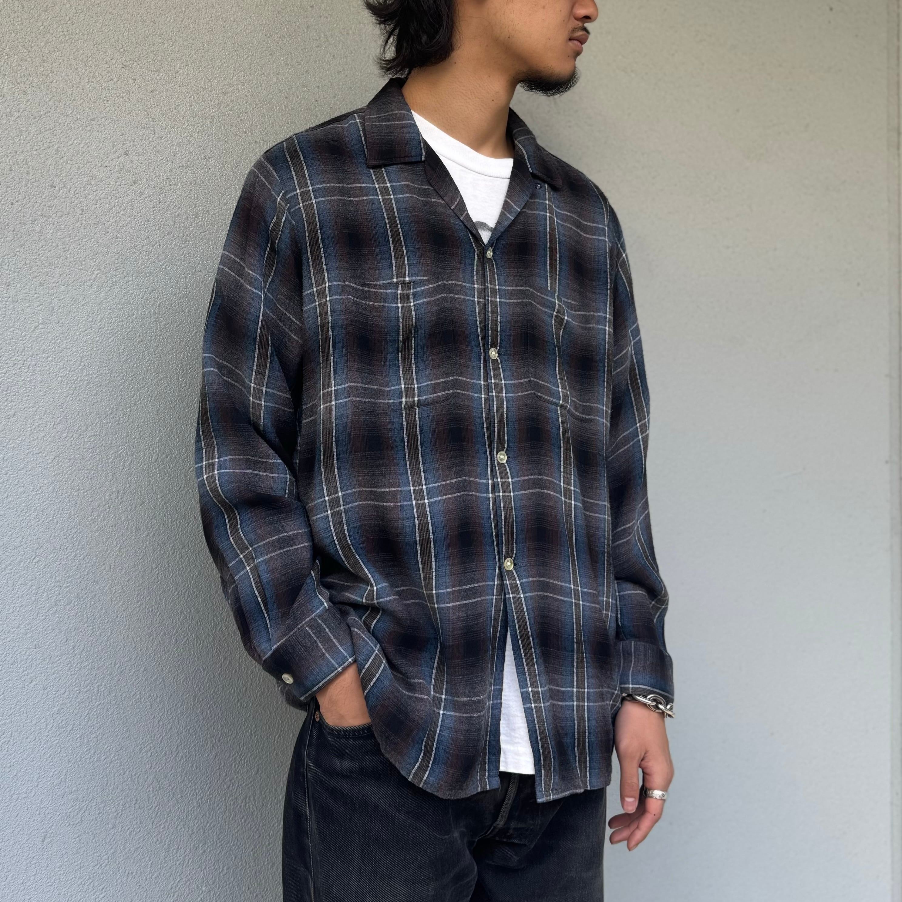 60s Arrow ombre rayon shirts 青系 青×黒】60's ARROW Ombre Rayon Shirt | spike osu