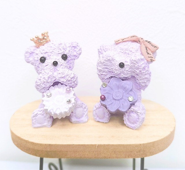 ミニ2個セット くまのアロマストーン（パープルマーブル）