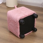 スツール ロータイプ 高さ28cm ピンク＋オレンジ 正方形 四角 椅子 スクエア レザースツール ファッションソファスツール コーヒーテーブル 無垢材 ホーム 小さなスツール ロースツール レザースツール