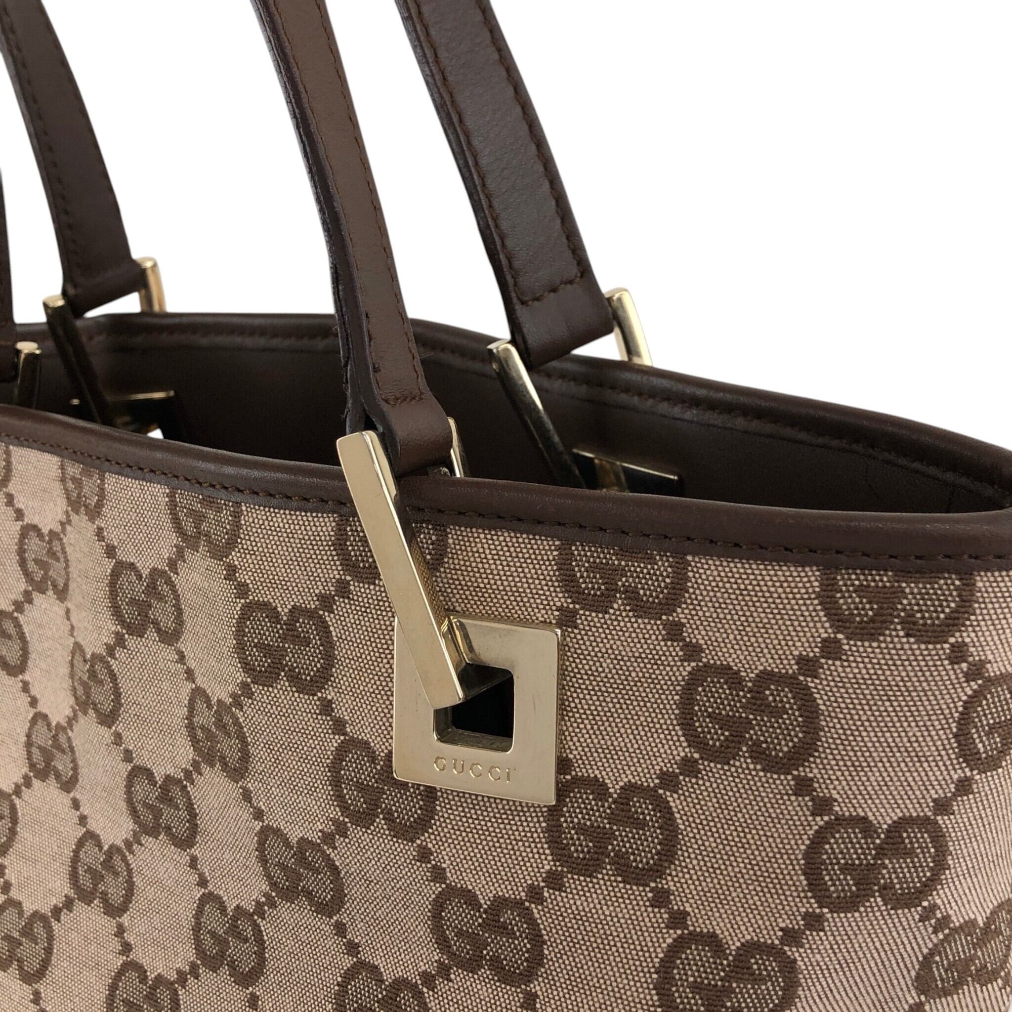 GUCCI グッチ GG ハンドバッグ ブラウン キャンバス トートバッグ
