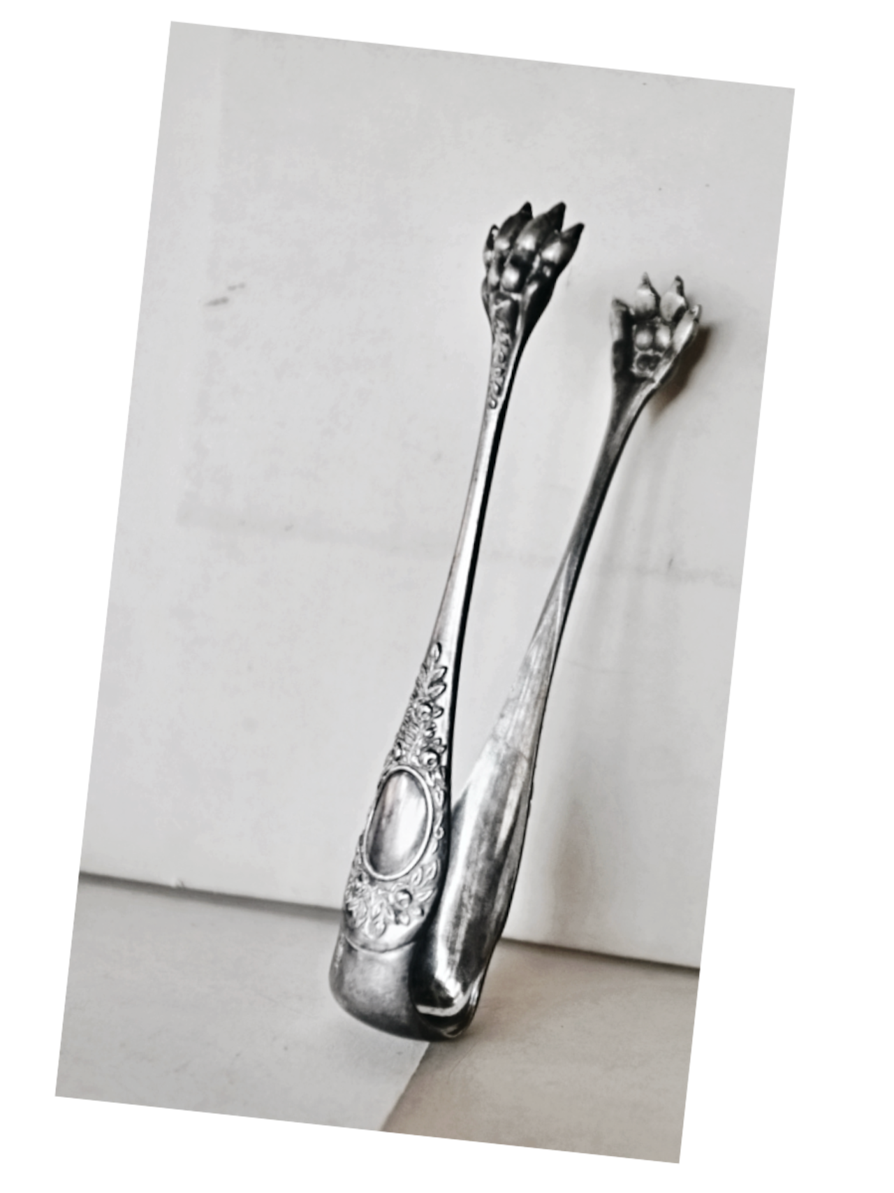 フランス 獅子爪と薔薇とシュガートング 獣足 シルバープレート アンティーク