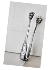 フランス 獅子爪と薔薇とシュガートング 獣足 シルバープレート アンティーク