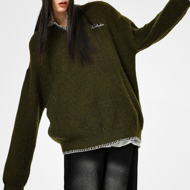 henley neck collar knit　ヘンリーネックカラーニット　J0481