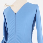 社交ダンス 衣装 チャコット Chacott ワンピース ドレス ブルー系 水色 青 くすみブルー 無地 リボン 伸縮 ストレッチ ダンス パーティ 発表会 レッスン 練習 発表会用 ダンス衣装 女性用 おしゃれ スタイリッシュ 上品 フェミニン シンプル ダンスレッスン