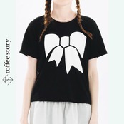 ビックリボン ピュアコットンラウンドネックTシャツ i0360