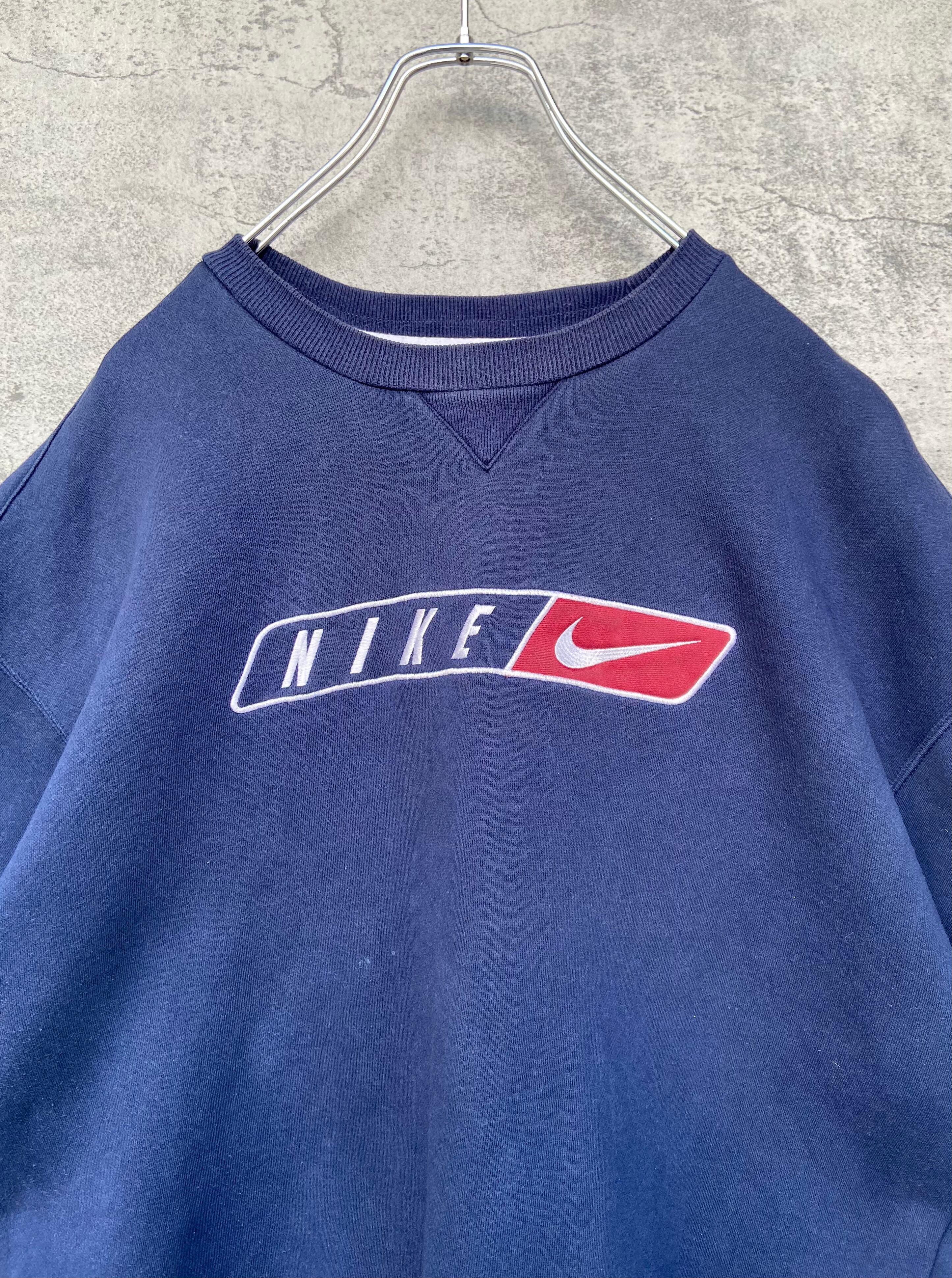 希少デザイン】NIKE センターロゴ刺繍 リブライン スウェット