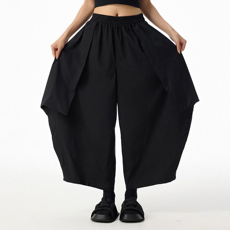 ASYMMETRIC HIGH WAIST WIDE LEG RELAXED PANTS M-17209