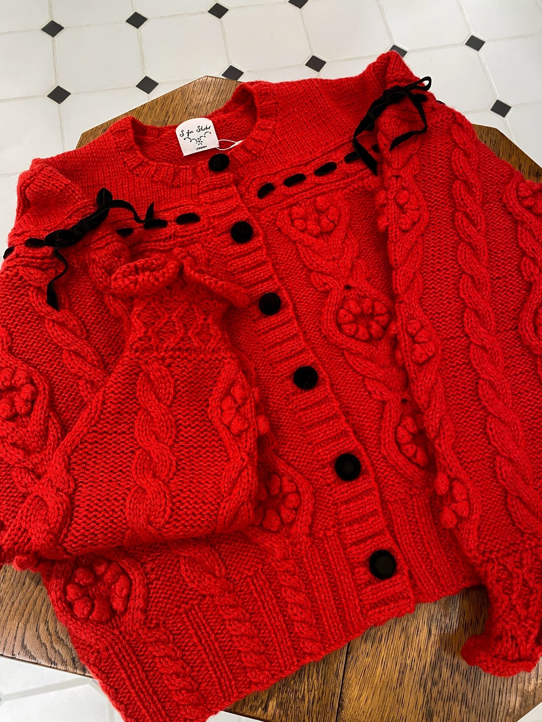 リボン・カーディガン 赤 | S for Shoko