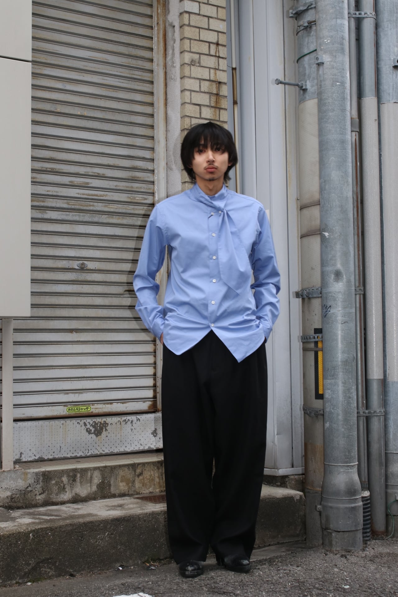26SS】SOSHIOTSUKI ASCOT TIE COLLAR SHIRT (SAXE) S26SS03SH-C