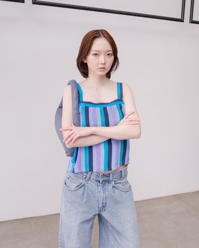 1980s Louis Féraud - multi-stripe silk camisole