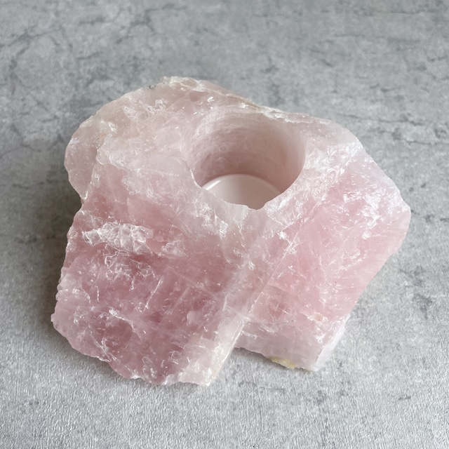 ローズクォーツキャンドルホルダー33◇Rose Quartz candle holder◇天然石・鉱物・パワーストーン