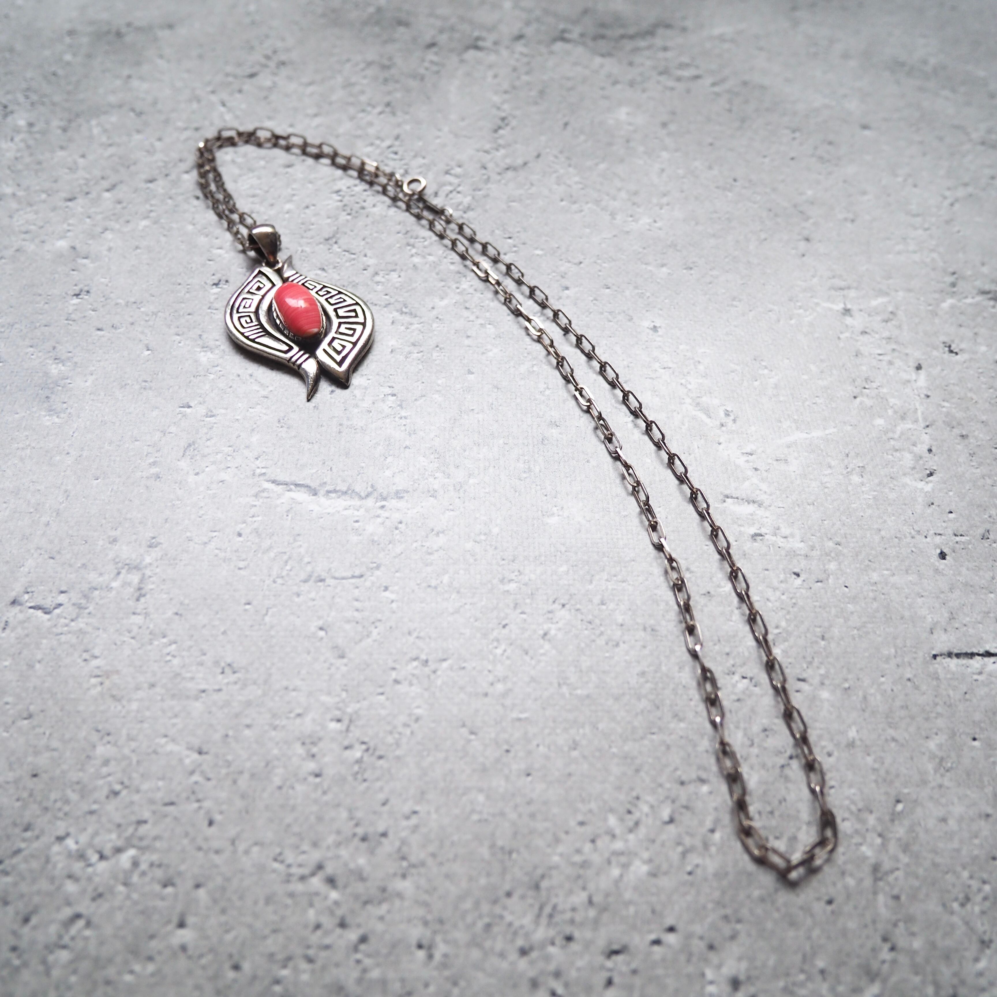 ” Silver 925 ” Spiny stone Custom vintage indian jewelry necklace