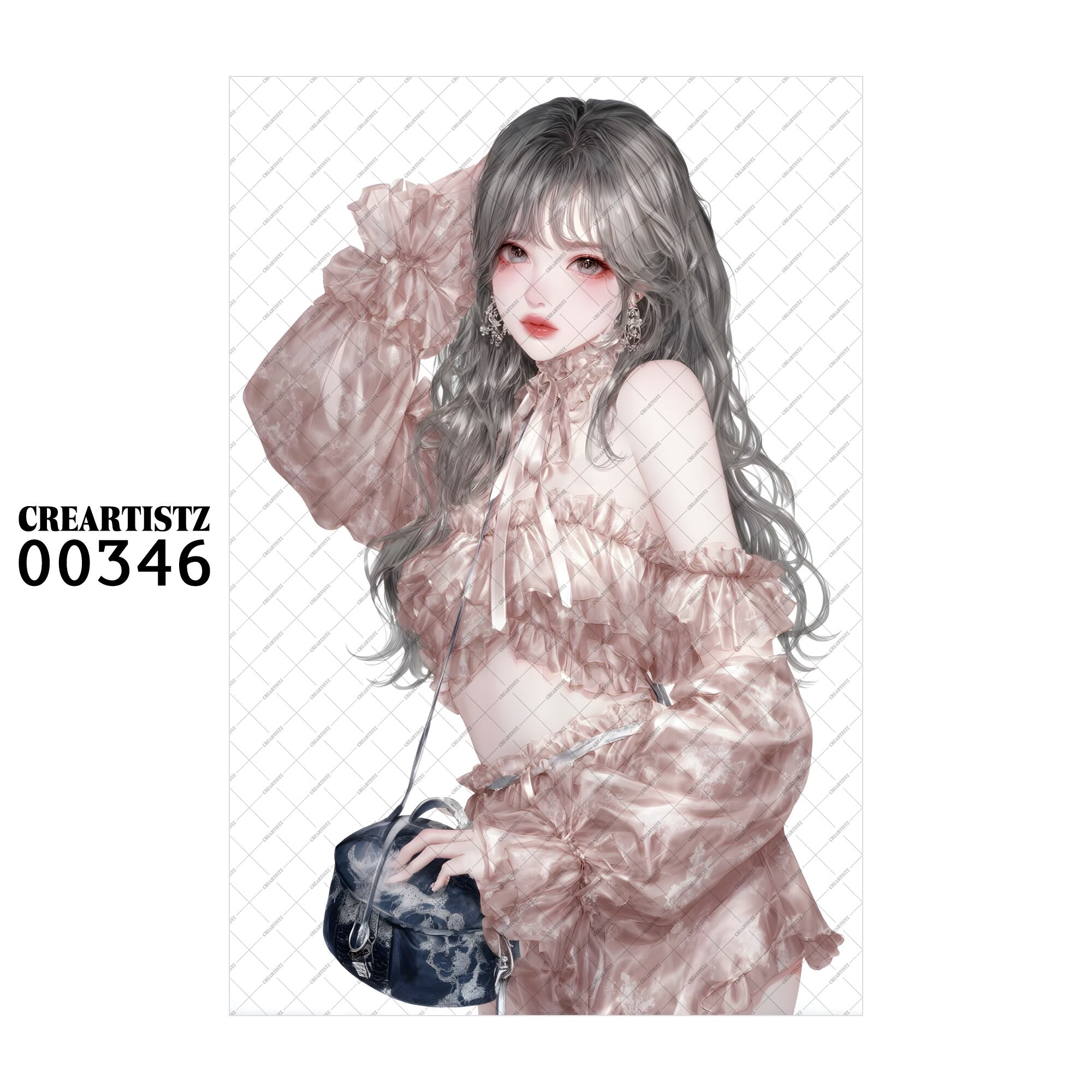 00346 ガール キュート オリジナル ペーパー/ステッカー 4枚セット CREARTISTZ