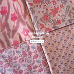 ブロックプリント生地【50cm単位】インド綿  片耳デザイン付き 花柄A コーラルピンク×ブラウン #51214-PK2